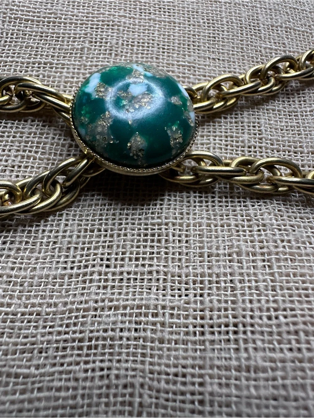 Vintage 60s 70s Confetti Cabochon Chain Belt